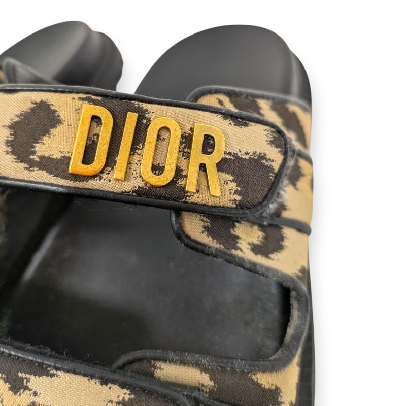Christian Dior Act Leopard Slide Sandals Approx 24cm (9.45in) Beige Black