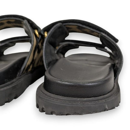 Christian Dior Act Leopard Slide Sandals Approx 24cm (9.45in) Beige Black