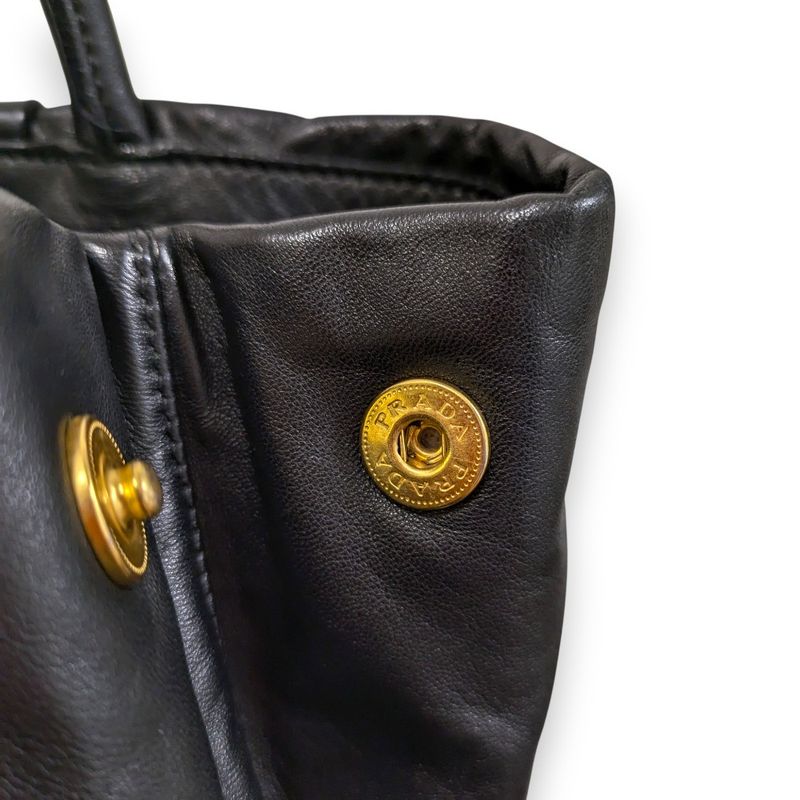 Prada Fiocco Bow Ribbon Leather Tote Bag Black Women Used