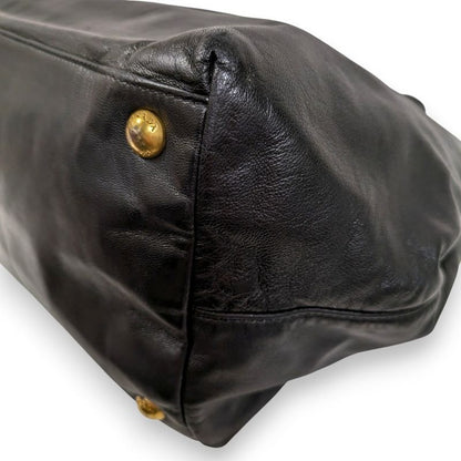 Prada Fiocco Bow Ribbon Leather Tote Bag Black Women Used