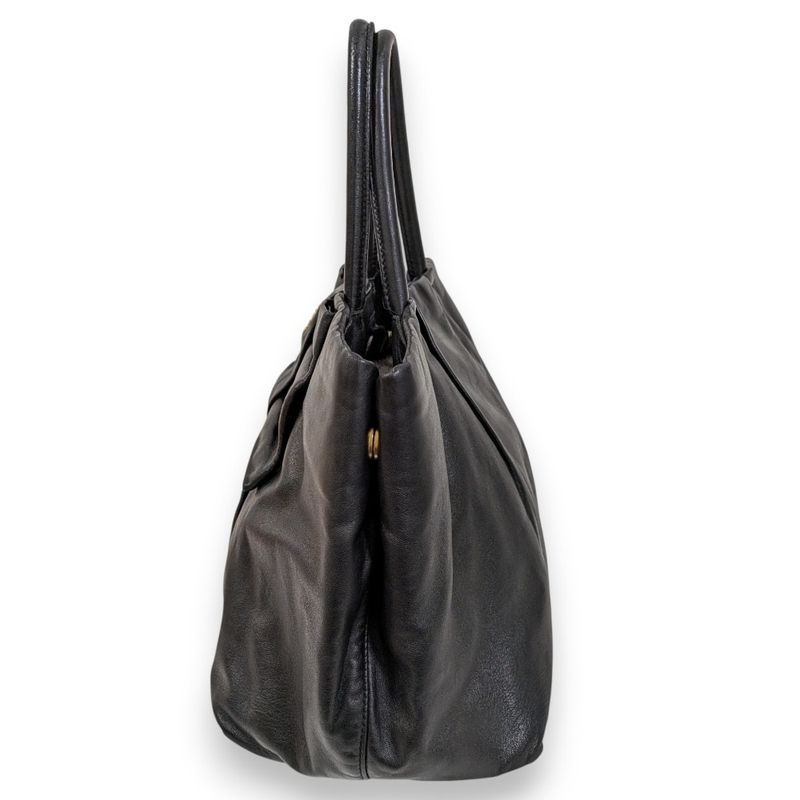 Prada Fiocco Bow Ribbon Leather Tote Bag Black Women Used