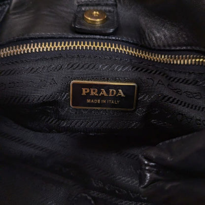 Prada Fiocco Bow Ribbon Leather Tote Bag Black Women Used