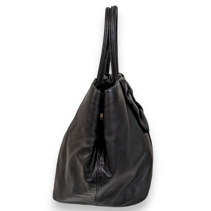Prada Fiocco Bow Ribbon Leather Tote Bag Black Women Used