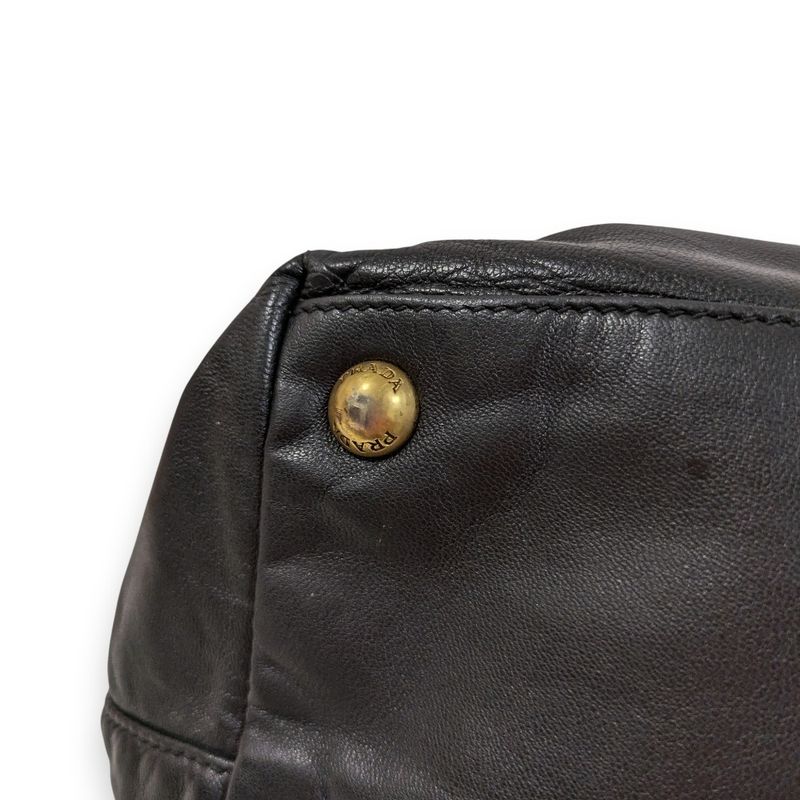 Prada Fiocco Bow Ribbon Leather Tote Bag Black Women Used