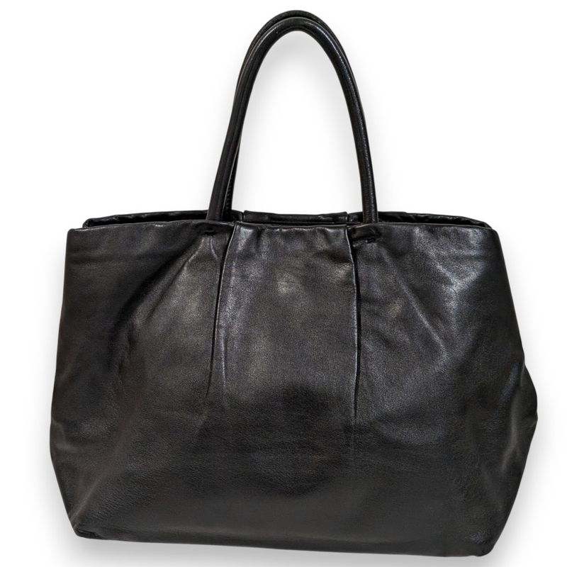 Prada Fiocco Bow Ribbon Leather Tote Bag Black Women Used