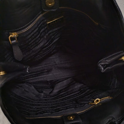 Prada Fiocco Bow Ribbon Leather Tote Bag Black Women Used