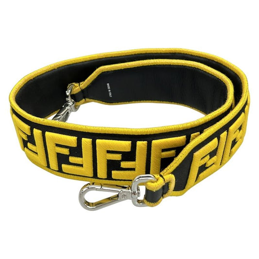 Fendi Shoulder Strap You Black and Yellow Zucca Pattern Leather