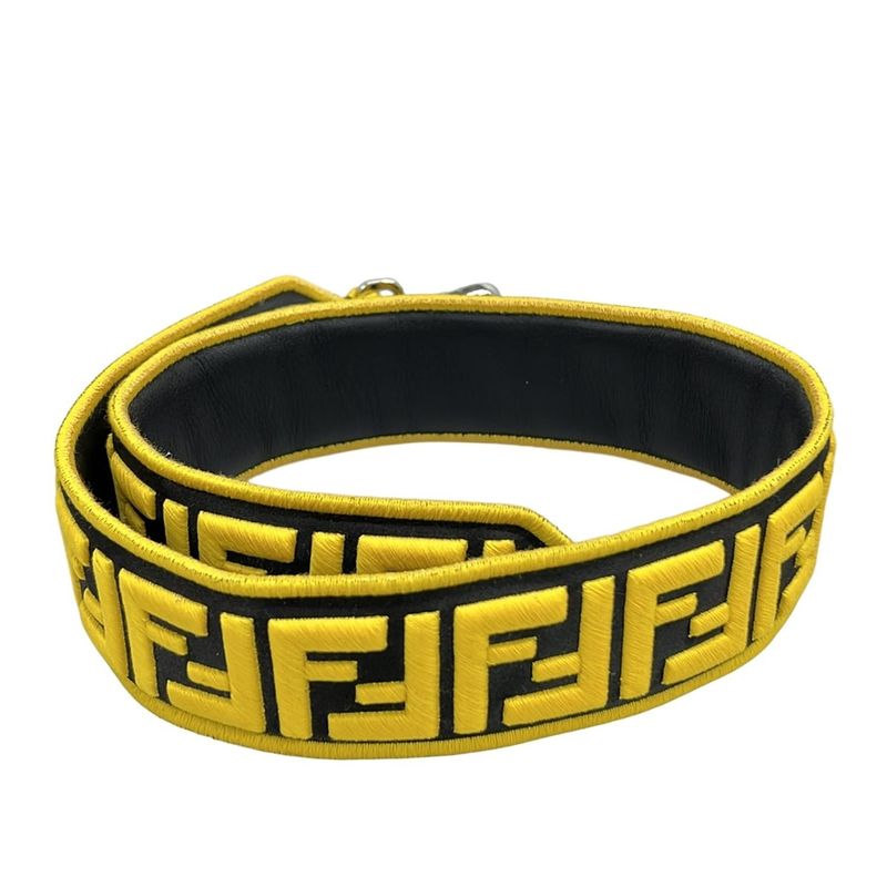 Fendi Shoulder Strap You Black and Yellow Zucca Pattern Leather