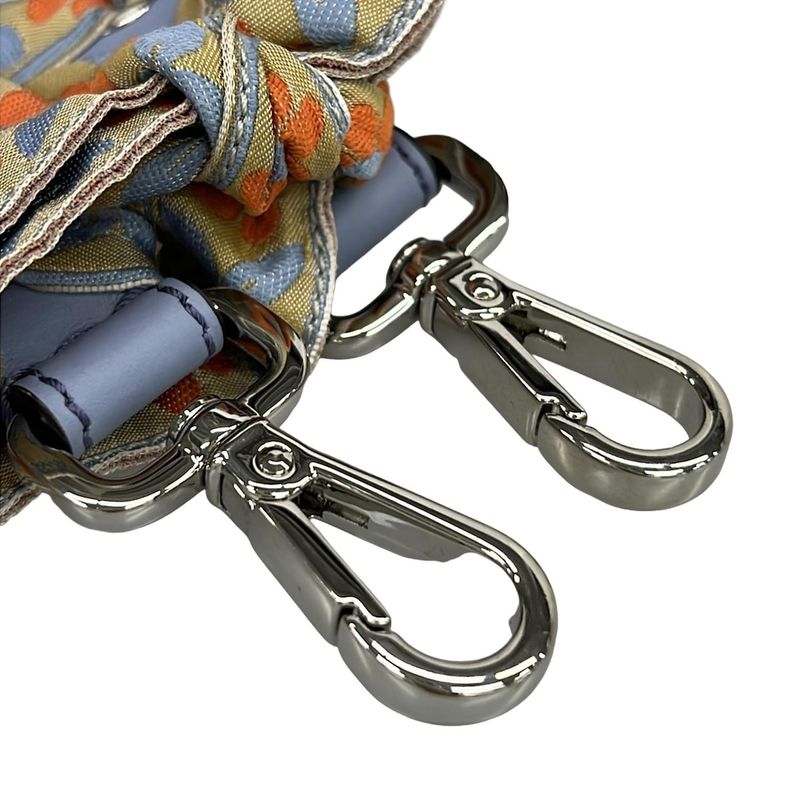 Fendi Shoulder Strap You Light Blue and Orange Flower Ribbon Leather