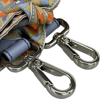 Fendi Shoulder Strap You Light Blue and Orange Flower Ribbon Leather
