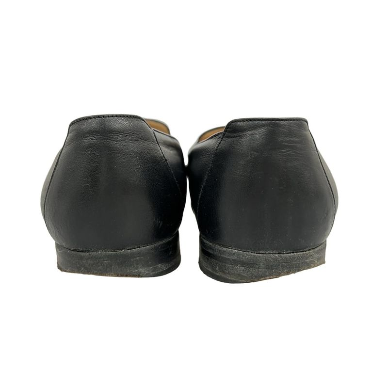Chanel Flat Shoes 35 Ladies Black Coco Stitch Outsole Reupholstered Leather