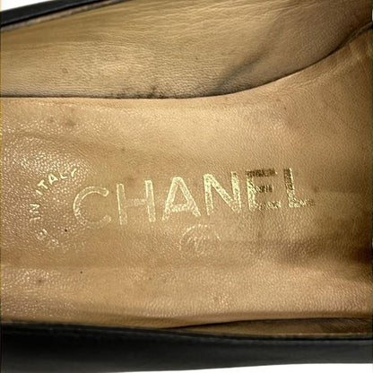 Chanel Flat Shoes 35 Ladies Black Coco Stitch Outsole Reupholstered Leather