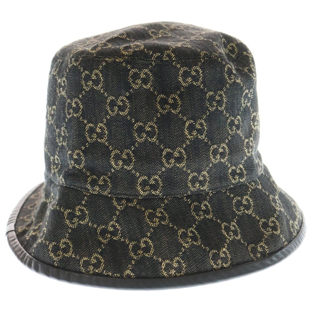 Gucci GG Canvas Denim Bucket Hat Hat Black 576371 3haf8