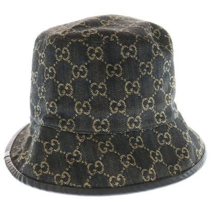 Gucci GG Canvas Denim Bucket Hat Hat Black 576371 3haf8