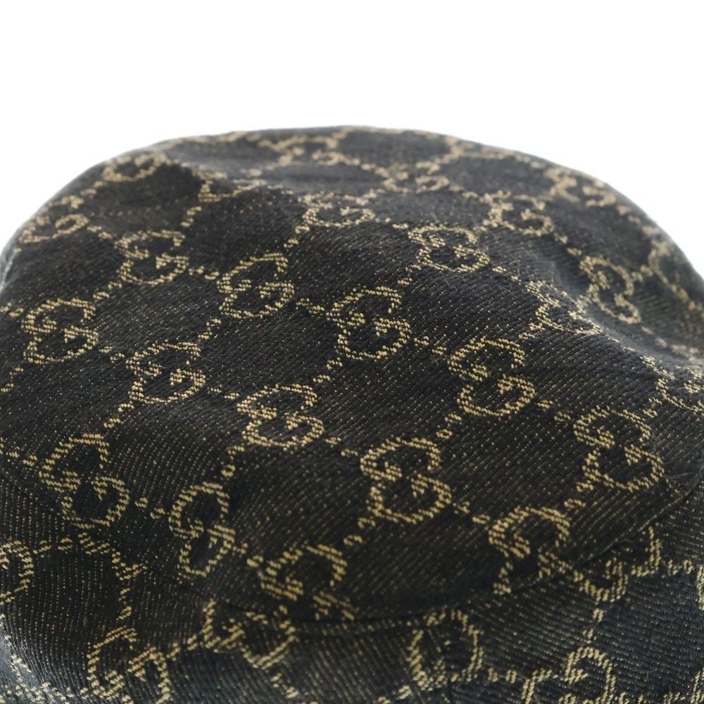 Gucci GG Canvas Denim Bucket Hat Hat Black 576371 3haf8