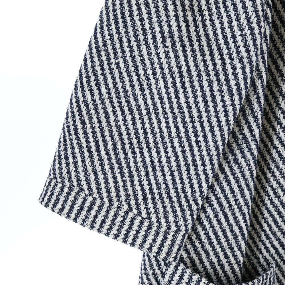 Chanel Coco Mark Button Striped All Over Pattern Tweed Stainless Steel Collar