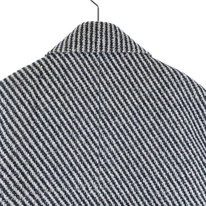 Chanel Coco Mark Button Striped All Over Pattern Tweed Stainless Steel Collar