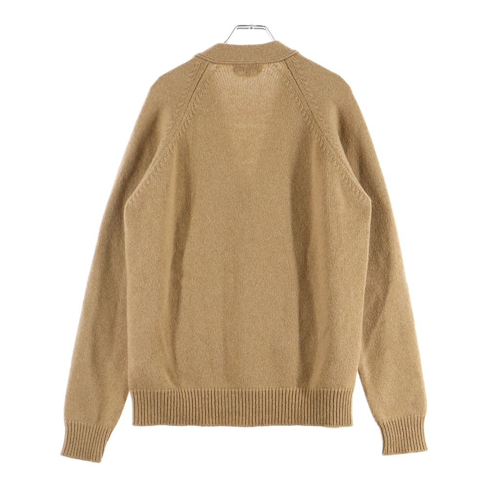 Hermes Cashmere Multicolor Leather Patch Knit Long Sleeve Cardigan Brown