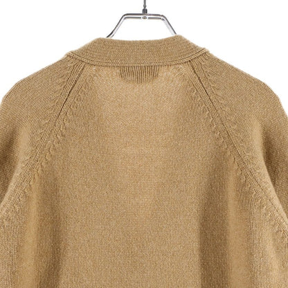 Hermes Cashmere Multicolor Leather Patch Knit Long Sleeve Cardigan Brown