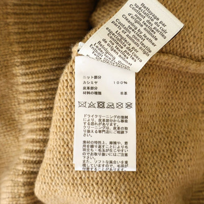 Hermes Cashmere Multicolor Leather Patch Knit Long Sleeve Cardigan Brown