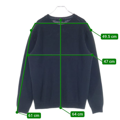 Fendi Girocollo Wording Fendi Knit Front Logo Crew Neck Knit Sweater Black