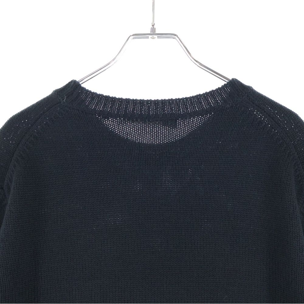 Fendi Girocollo Wording Fendi Knit Front Logo Crew Neck Knit Sweater Black