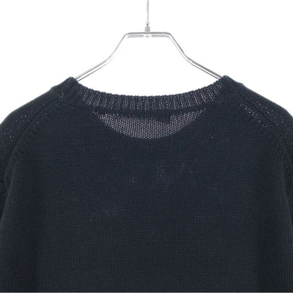 Fendi Girocollo Wording Fendi Knit Front Logo Crew Neck Knit Sweater Black