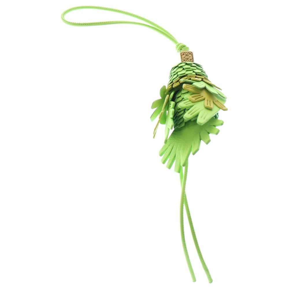 Loewe Charm Parakeet Motif Bird Green Leather Green