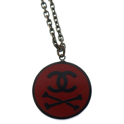 Chanel Cocomark Necklace Pendant Chain Red X Black GP