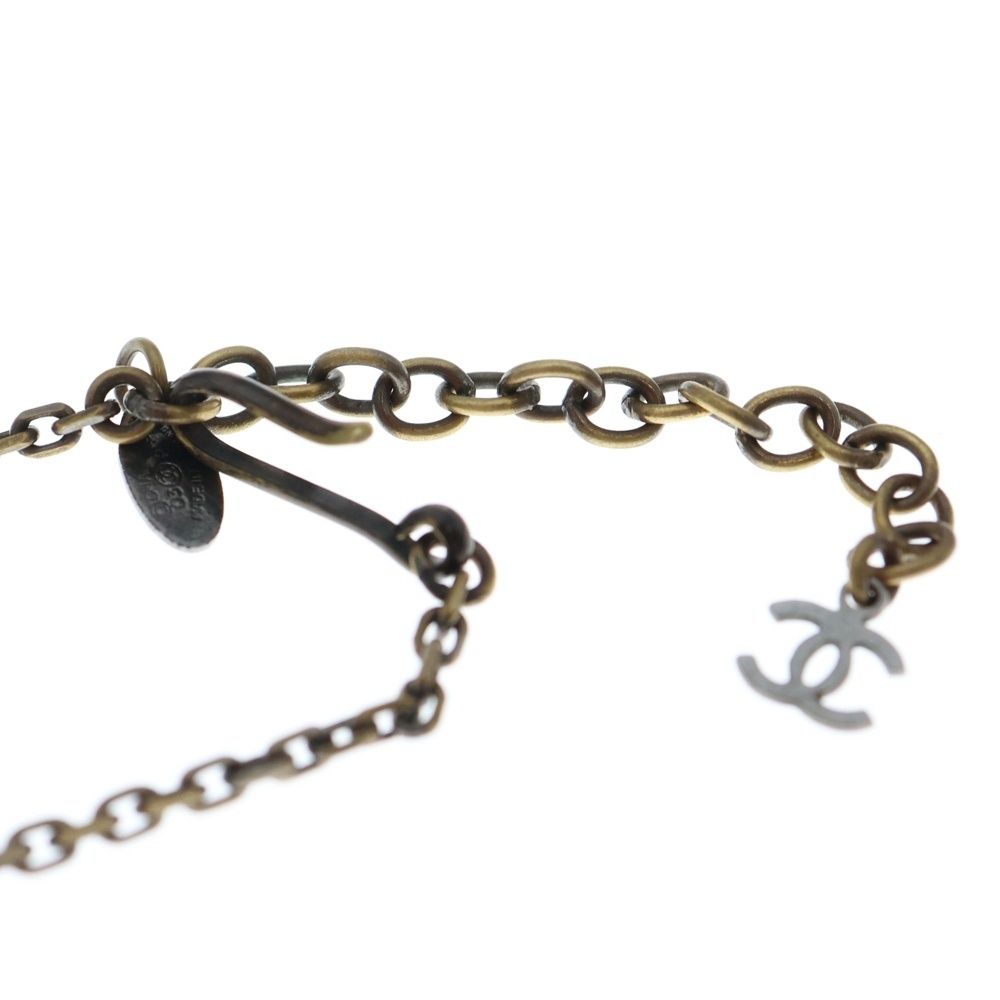 Chanel Cocomark Necklace Pendant Chain Red X Black GP