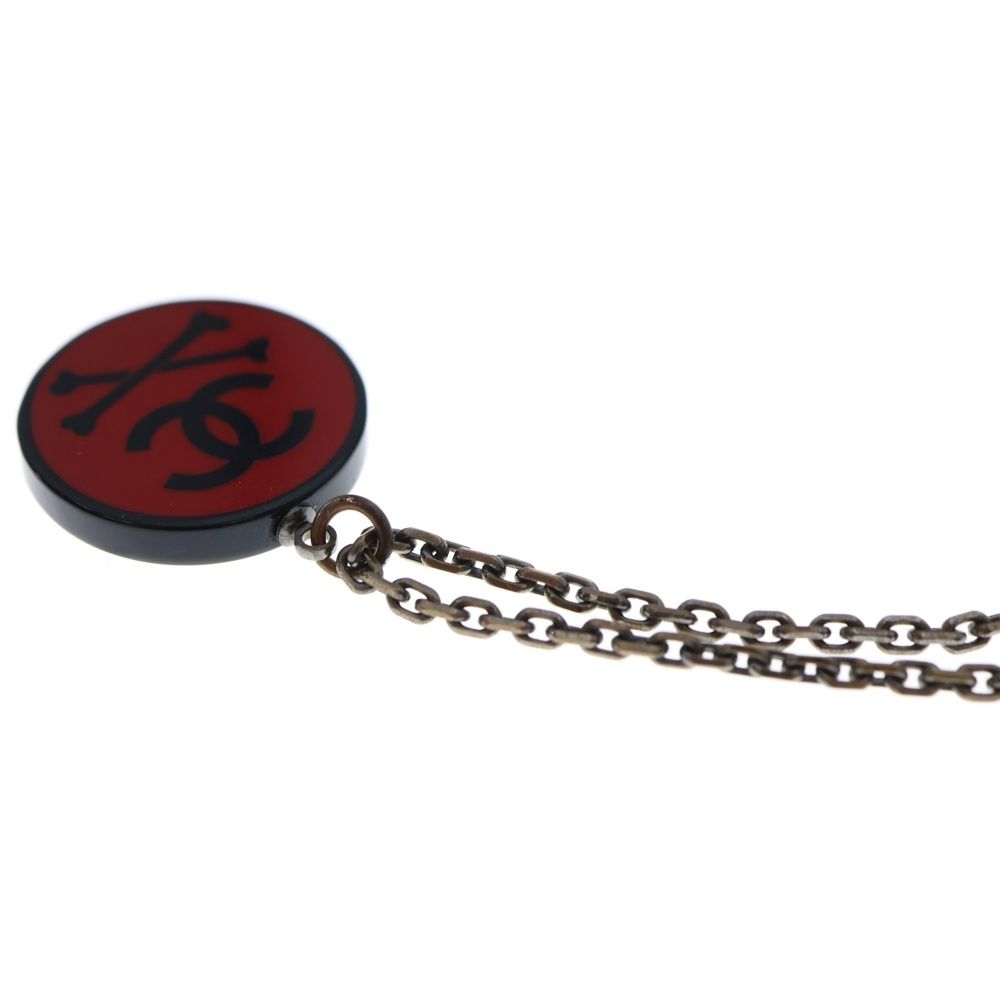 Chanel Cocomark Necklace Pendant Chain Red X Black GP