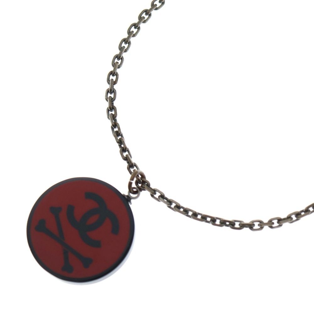 Chanel Cocomark Necklace Pendant Chain Red X Black GP