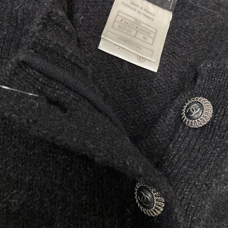 Chanel Dress Size 36 S Women - P34252k00949 Dark Gray and Black Long Sleeves