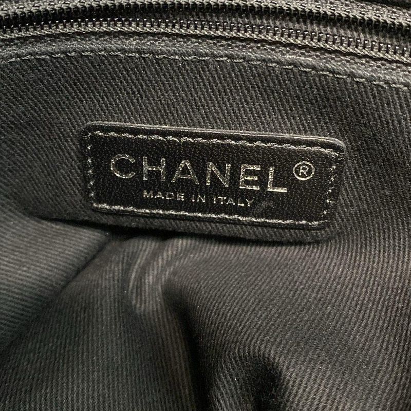 Chanel Tote Bag Deauville Line MM Gray X Black Chain Shoulder Silver Hardware