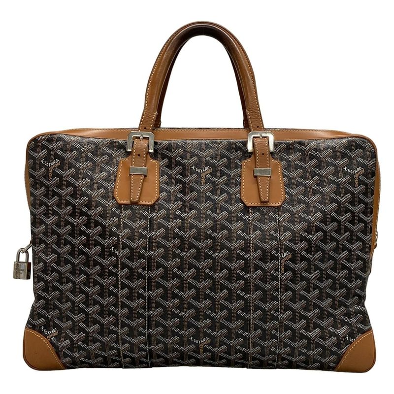 Goyard Business Bag Ambass Ade MM Briefcase Black and Brown Leather