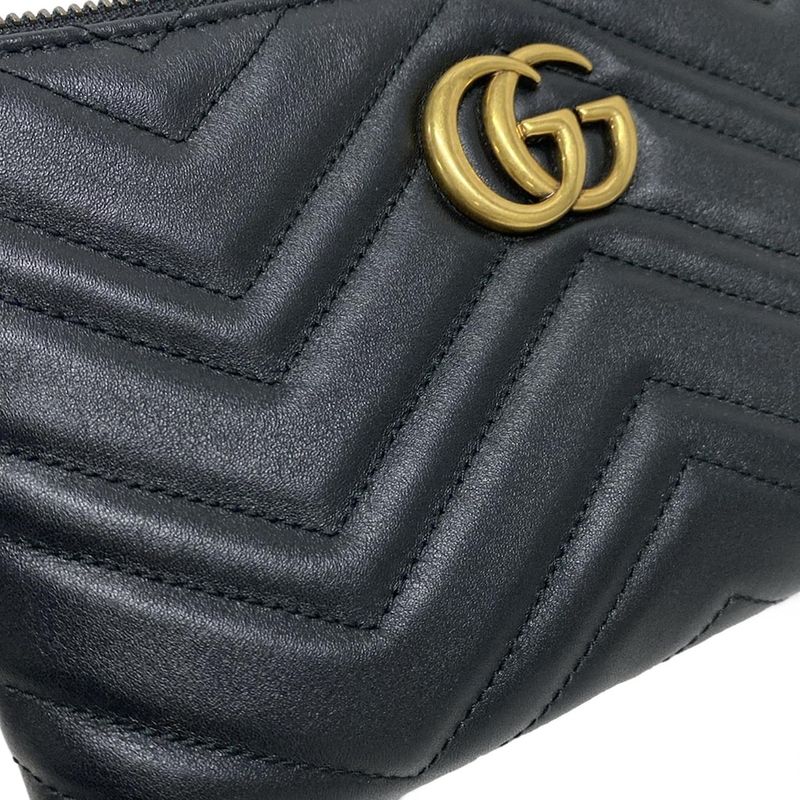 Gucci Shoulder Bag Ggmarmont 443447 Black Chain Wallet Leather