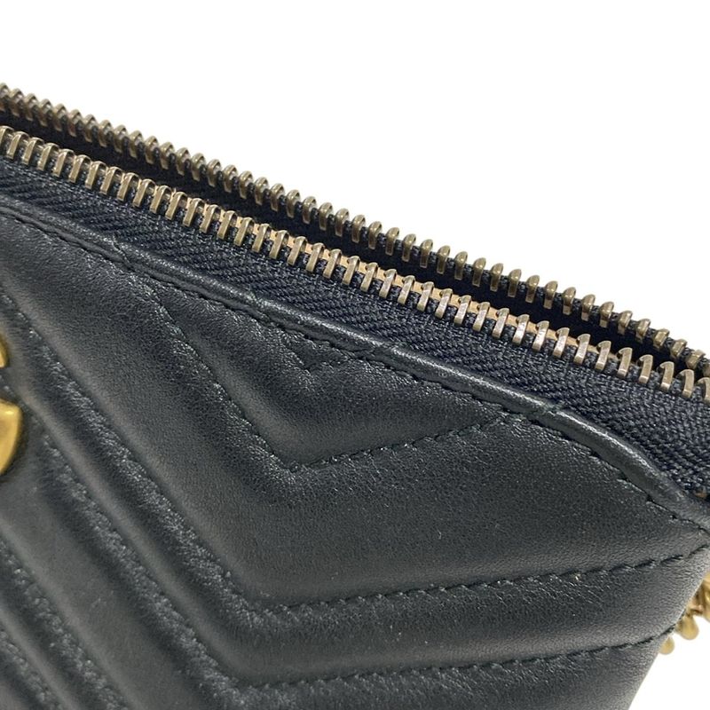 Gucci Shoulder Bag Ggmarmont 443447 Black Chain Wallet Leather