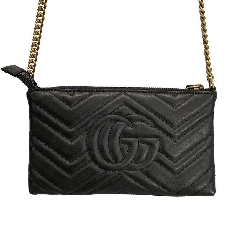 Gucci Shoulder Bag Ggmarmont 443447 Black Chain Wallet Leather