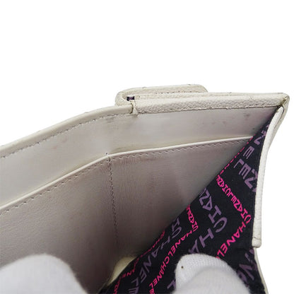Chanel Wallet Matelasse Women'S Brand Trifold Wallet Caviar Skin White Gold