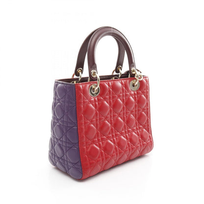 Dior Handbag Lady Dior Cannage Red/Purple/Wine Red Leather Lady Dior Cannage