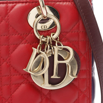 Dior Handbag Lady Dior Cannage Red/Purple/Wine Red Leather Lady Dior Cannage