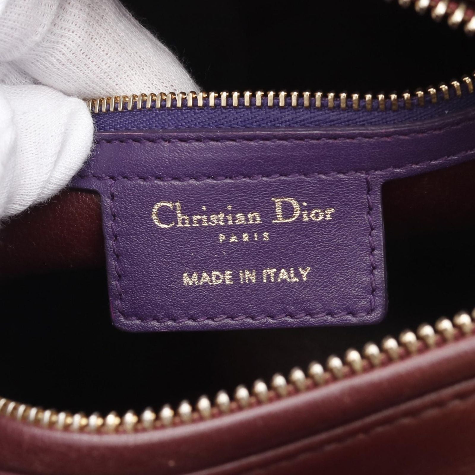 Dior Handbag Lady Dior Cannage Red/Purple/Wine Red Leather Lady Dior Cannage