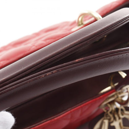 Dior Handbag Lady Dior Cannage Red/Purple/Wine Red Leather Lady Dior Cannage