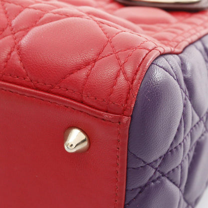 Dior Handbag Lady Dior Cannage Red/Purple/Wine Red Leather Lady Dior Cannage