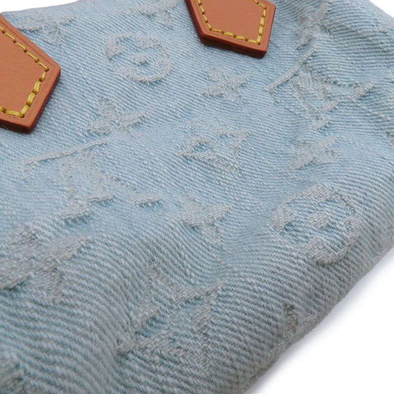 Louis Vuitton Handbag Monogram Denim Nano Speedy 2-Way Sky Blue