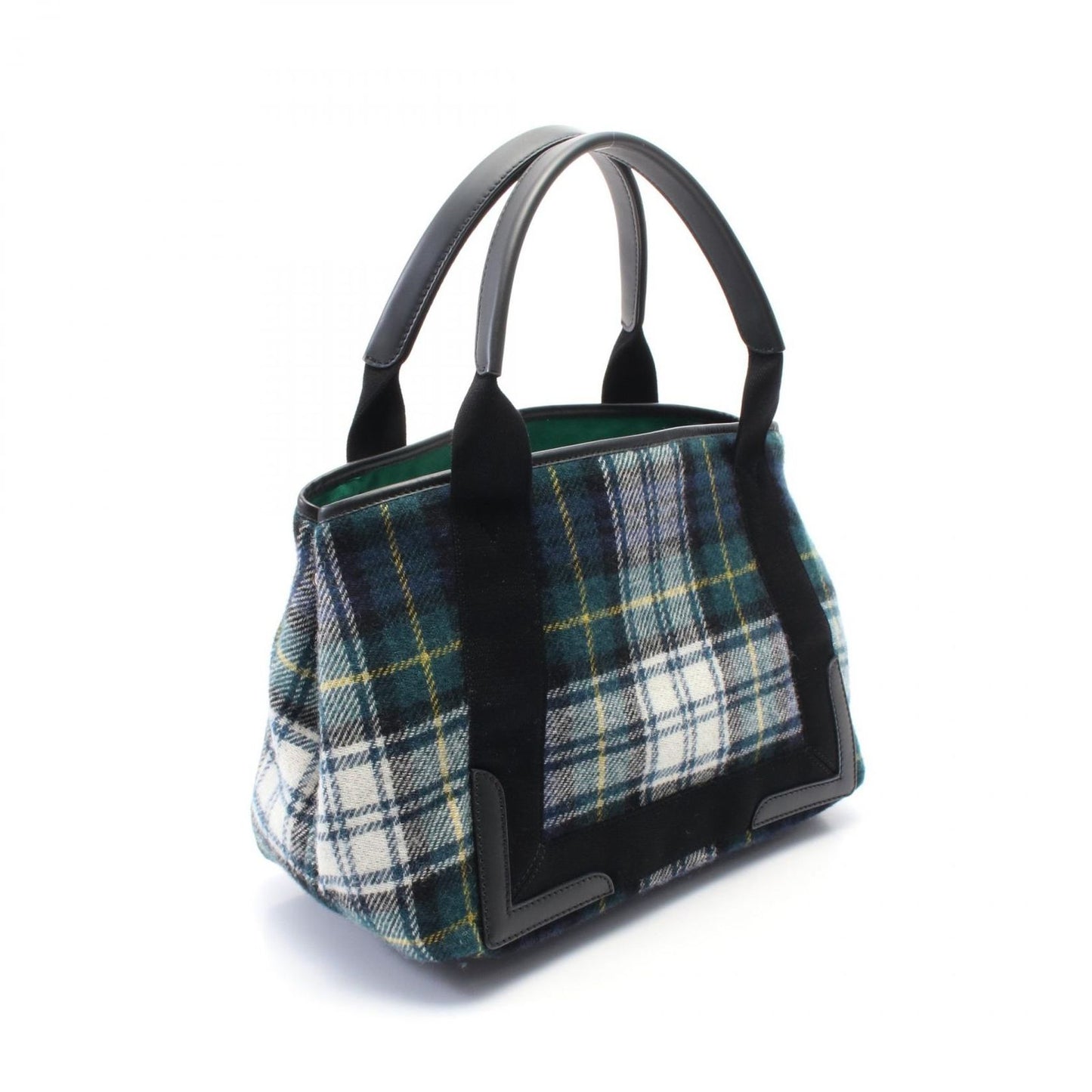 Balenciaga Tote Bag Navy Cabas S 339933 Green/Black Wool Leather Navy Cabas S