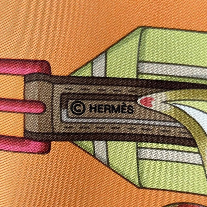 Hermes Scarf Carré 90 Orange×beige×multi Les Sangles de Phoebus