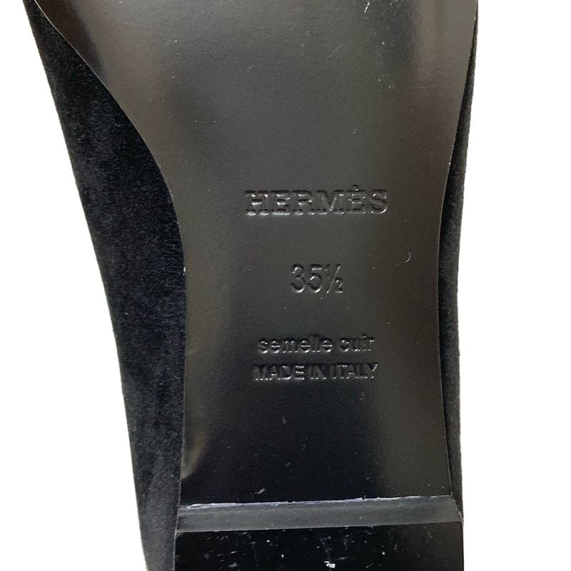 Hermes Flat Shoes 35 1 2 Women - Black