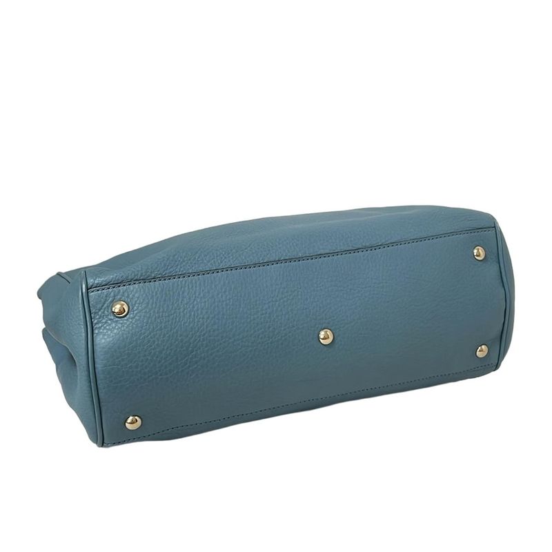 Gucci Bamboo Shopper Tote Bag 323660 Light Blue Leather