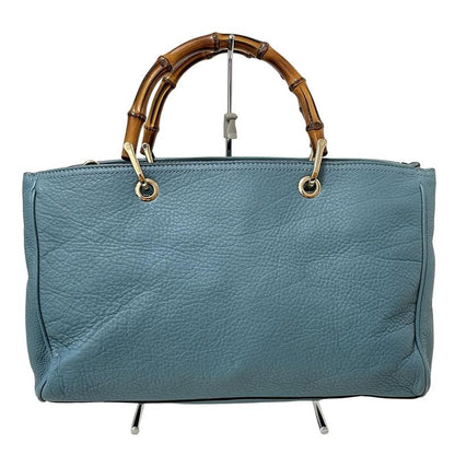 Gucci Bamboo Shopper Tote Bag 323660 Light Blue Leather